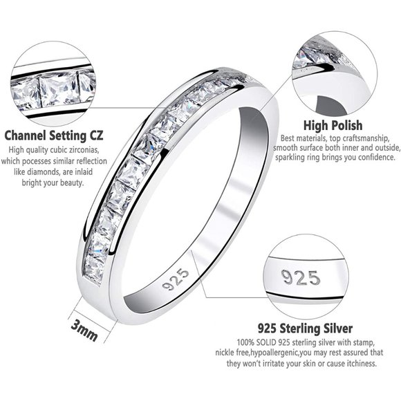 💎 0.8ctw CZ Eternity Ring – 925 Sterling Silver 💋 - Picture 4 of 6